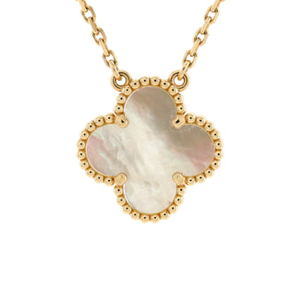 Van Cleef & Arpels Vintage Alhambra Pendant Necklace 18K Yellow Gold and Mother of Pearl