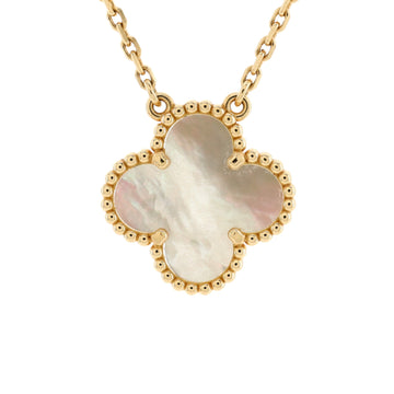 Van Cleef & Arpels Vintage Alhambra Pendant Necklace 18K Yellow Gold and Mother of Pearl
