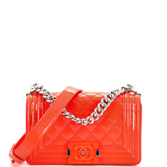 Chanel Boy Flap Bag Quilted Plexiglass Patent Small