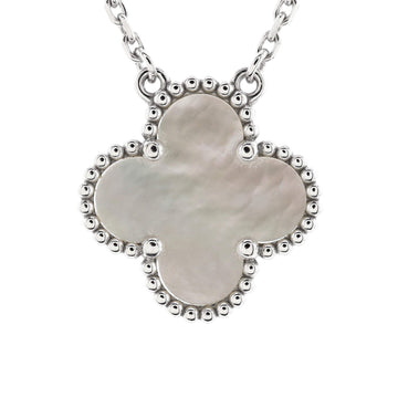 Van Cleef & Arpels Vintage Alhambra Pendant Necklace 18K White Gold and Mother of Pearl