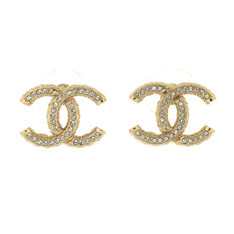 Chanel CC Stud Earrings Metal with Crystals