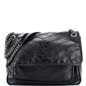 Saint Laurent Niki Chain Flap Bag Matelasse Chevron Leather Medium
