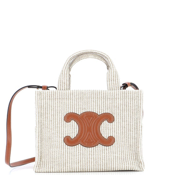 Celine Cabas Thais Tote Triomphe Striped Canvas Small
