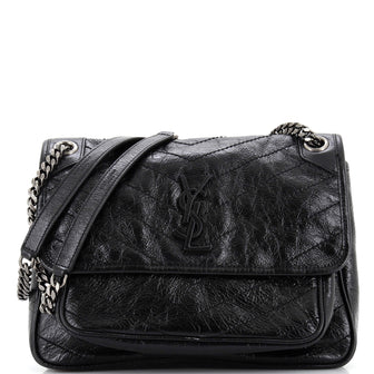Saint Laurent Niki Chain Flap Bag Matelasse Chevron Leather Medium