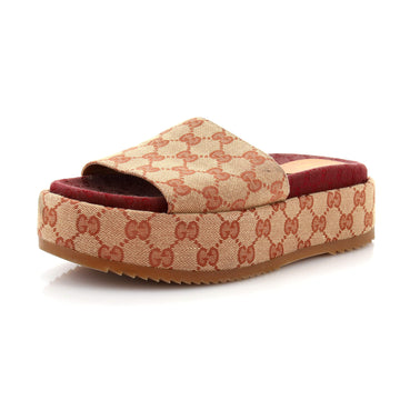 Gucci Women's Angelina Platform Slide Sandals GG Canvas