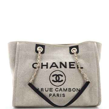 Chanel Deauville NM Chain Handle Tote Mixed Fibers Small