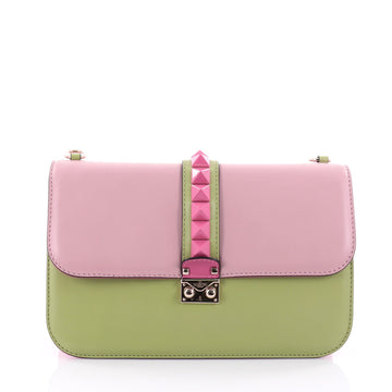 Valentino Glam Lock Shoulder Bag Leather Large Pink 2446201