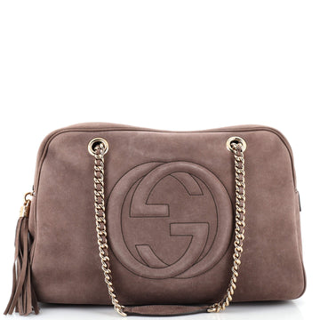 Gucci Soho Chain Zip Shoulder Bag Nubuck Medium