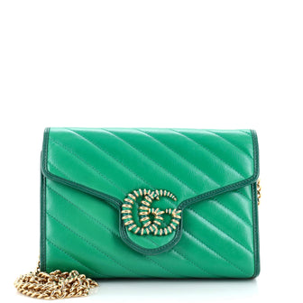 Gucci GG Marmont Chain Wallet Diagonal Quilted Leather Mini