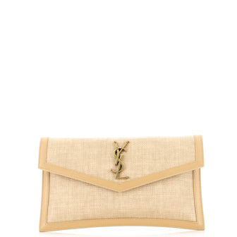 Saint Laurent Uptown Pouch Woven Raffia