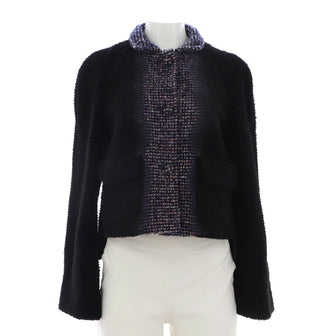 Chanel Women's Two Pocket Stand Collar Jacket Shearling and Tweed