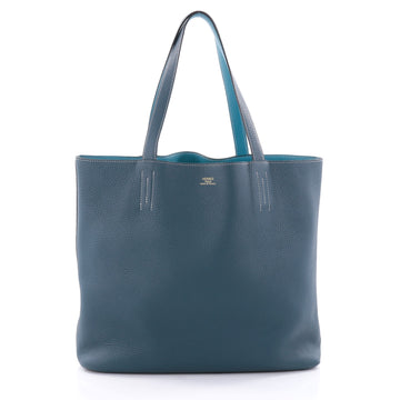 Hermes Double Sens Tote Clemence 45 Blue 2447101