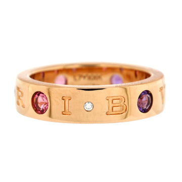 Bvlgari Roman Sorbets Band Ring 18K Rose Gold with Amethysts and Tourmalines and Diamonds