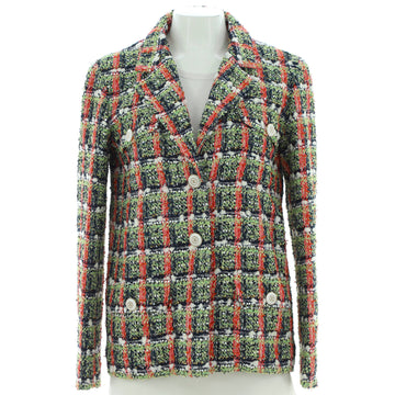Chanel Women's Four Pocket Button Up Jacket Tweed with Sequins