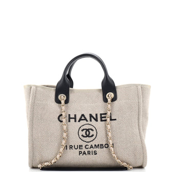 Chanel Deauville Mixed Fibers White Small Tote Bag