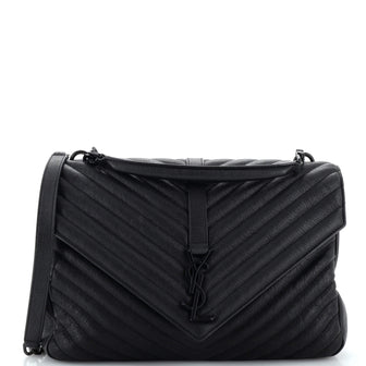 Saint Laurent Classic Monogram College Bag Matelasse Chevron Leather Large