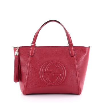 Gucci Soho Convertible Top Handle Bag Leather Medium Red 2447901