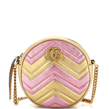 Gucci GG Marmont Round Shoulder Bag Matelasse Leather Mini