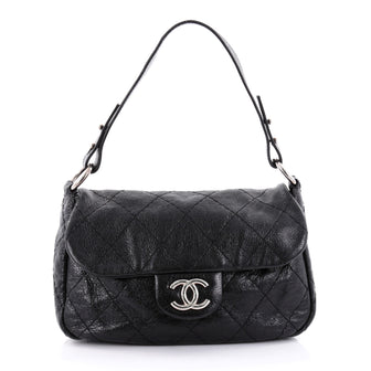 Chanel On the Road Flap Bag Quilted Leather Small Black 2448001