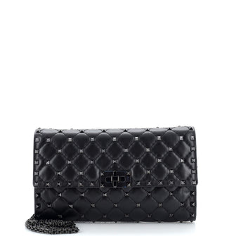 Valentino Garavani Rockstud Spike Wallet on Chain Quilted Leather Small