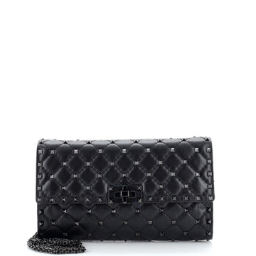 Valentino Garavani Rockstud Spike Wallet on Chain Quilted Leather Small