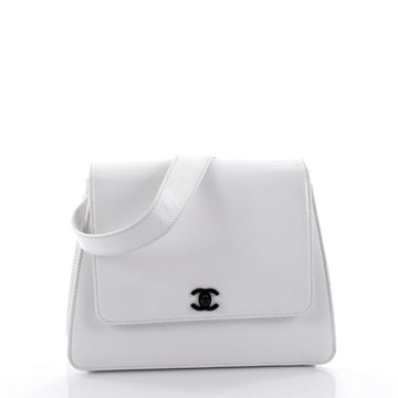 Chanel Vintage CC Flap Shoulder Bag Caviar Medium White 2448703