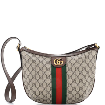 Gucci Ophidia Half Moon Hobo GG Coated Canvas Small