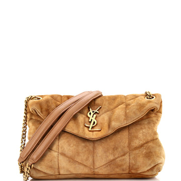 Saint Laurent Loulou Puffer Shoulder Bag Quilted Suede Small