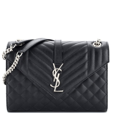 Saint Laurent Classic Monogram Envelope Satchel Mixed Matelasse Leather Medium