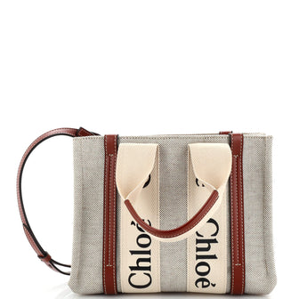 Chloe Woody Convertible Tote Canvas with Leather Small