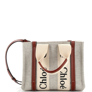 Chloe Woody Convertible Tote Canvas with Leather Small
