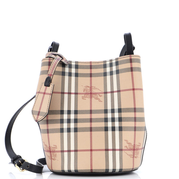 BURBERRY　バッグ♡ Burberry Lorne Bucket Bag Haymarket Coated Canvas Small Print 2450492
