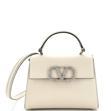 Valentino Garavani VSling Top Handle Bag Leather with Crystal Detail Small
