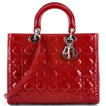 Christian Dior Lady Dior Bag Cannage Quilt Patent Large