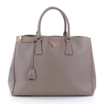 Prada Double Zip Lux Tote Saffiano Leather Medium Gray 2451201