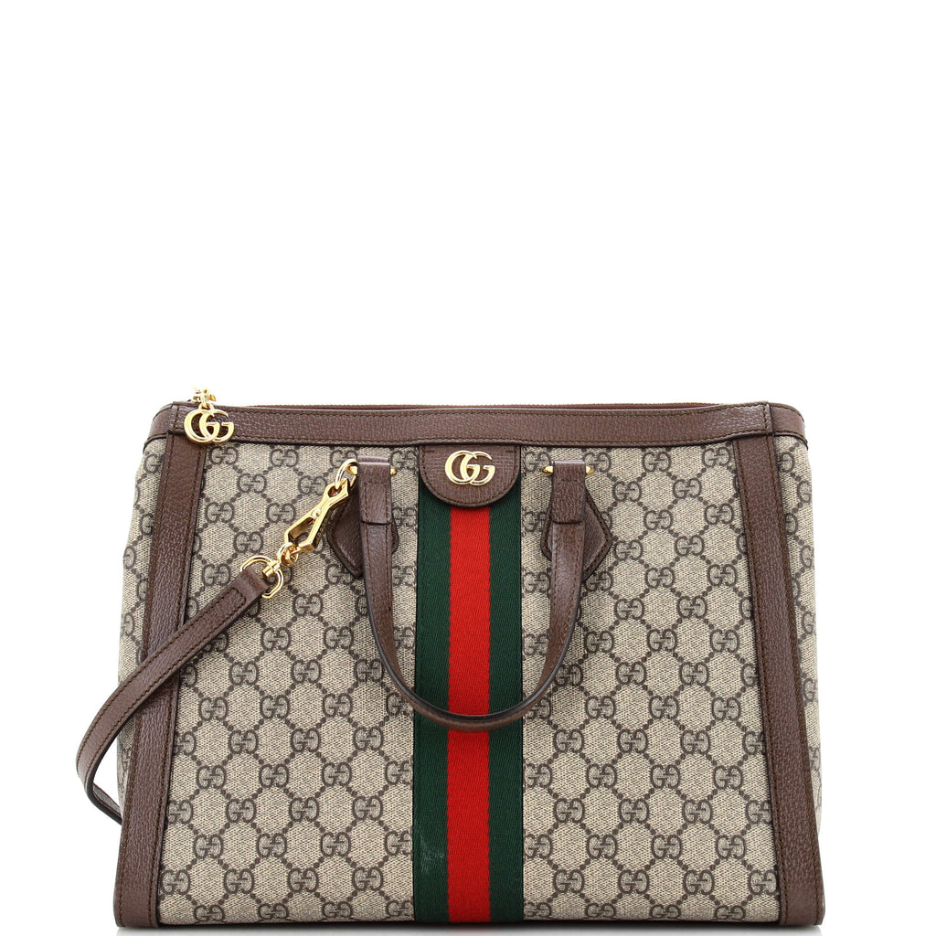 Gucci Ophidia Top Handle Tote GG Coated Canvas Medium Brown 2451341