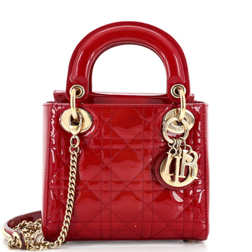 Christian Dior Lady Dior Chain Bag Cannage Quilt Patent Mini