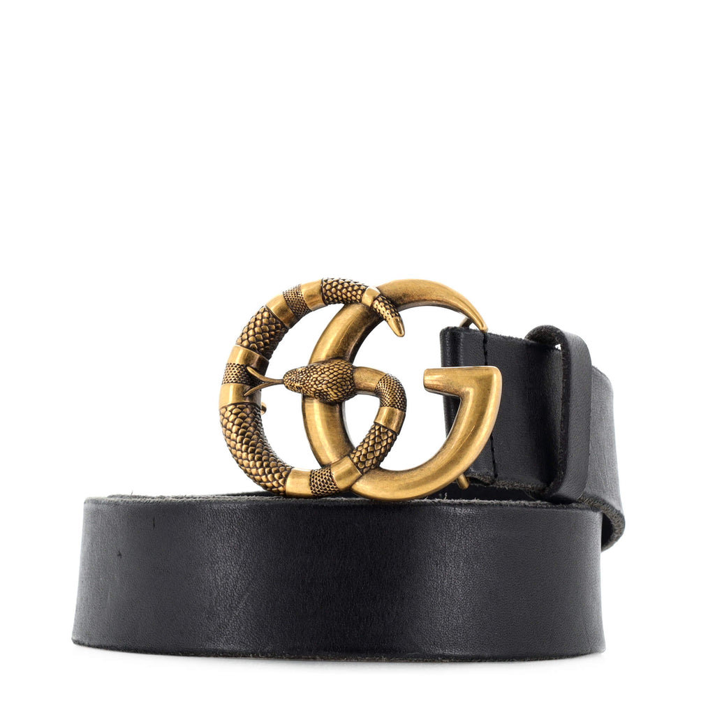 GUCCI 蛇模様 レザーベルト 476520 Gucci Snake Marmont Belt Leather Wide Black 2451561