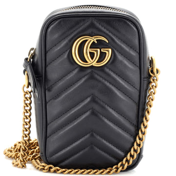 Gucci GG Marmont Vertical Phone Crossbody Bag Matelasse Leather Mini