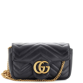 Gucci GG Marmont Coin Purse on Chain Matelasse Leather