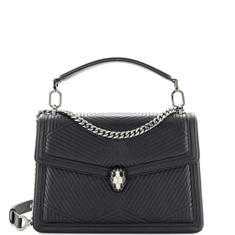 BVLGARI Serpenti Forever Leather Shoulder Bag in White