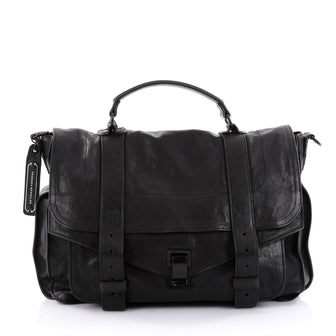 Proenza Schouler PS1 Satchel Leather Large Black 2452001