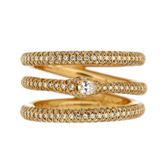 Gucci Ouroboros Kingsnake Three Band Ring 18K Yellow Gold with Diamonds