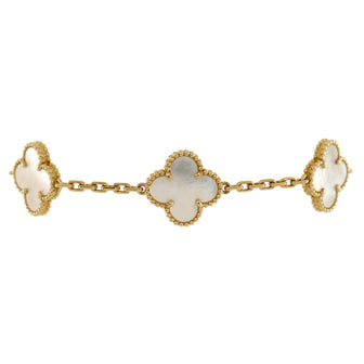 Van Cleef & Arpels Vintage Alhambra 5 Motifs Bracelet 18K Yellow Gold and Mother of Pearl