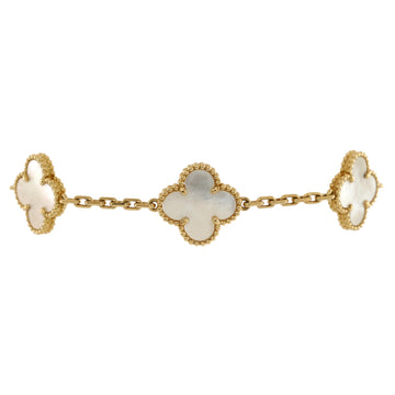Van Cleef & Arpels Vintage Alhambra 5 Motifs Bracelet 18K Yellow Gold and Mother of Pearl