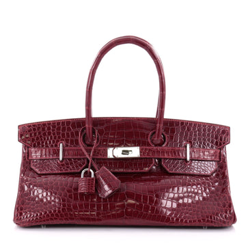 Hermes Birkin JPG Handbag Shiny Porosus Crocodile 42 Red 2452101