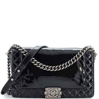 Chanel Reverso Boy Flap Bag Patent New Medium