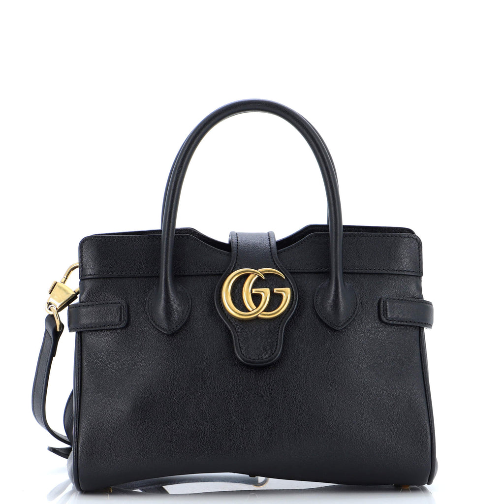 Gucci Dahlia Top Handle Shoulder Bag Leather Small Black 2452271