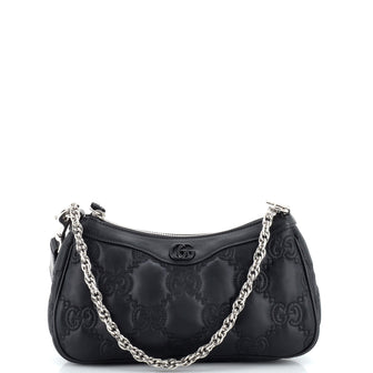 Gucci Zip Shoulder Bag GG Embossed Matelasse Nylon with Leather Mini