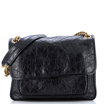 Saint Laurent Niki Chain Flap Bag Matelasse Chevron Leather Medium